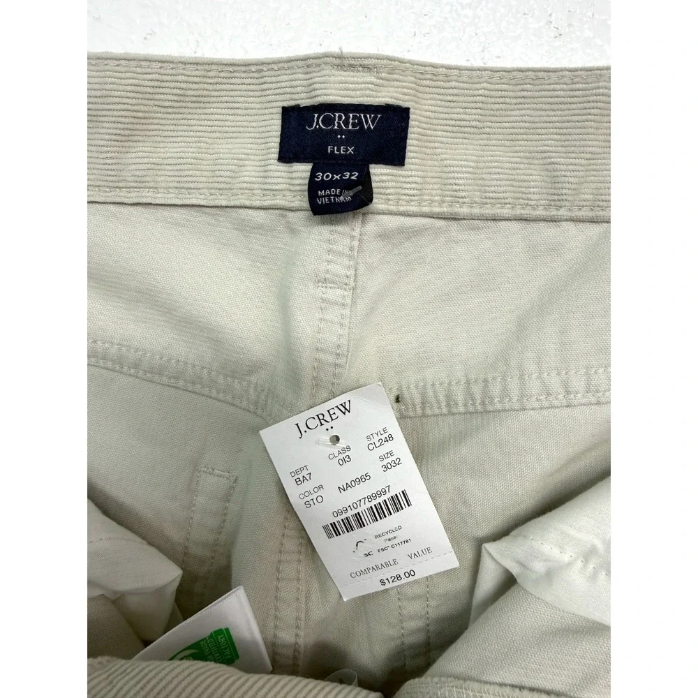 NEW J Crew 30x32 Stone Beige Corduroy‎ Pants 5 Pocket Cord Straight Flex Stretch
